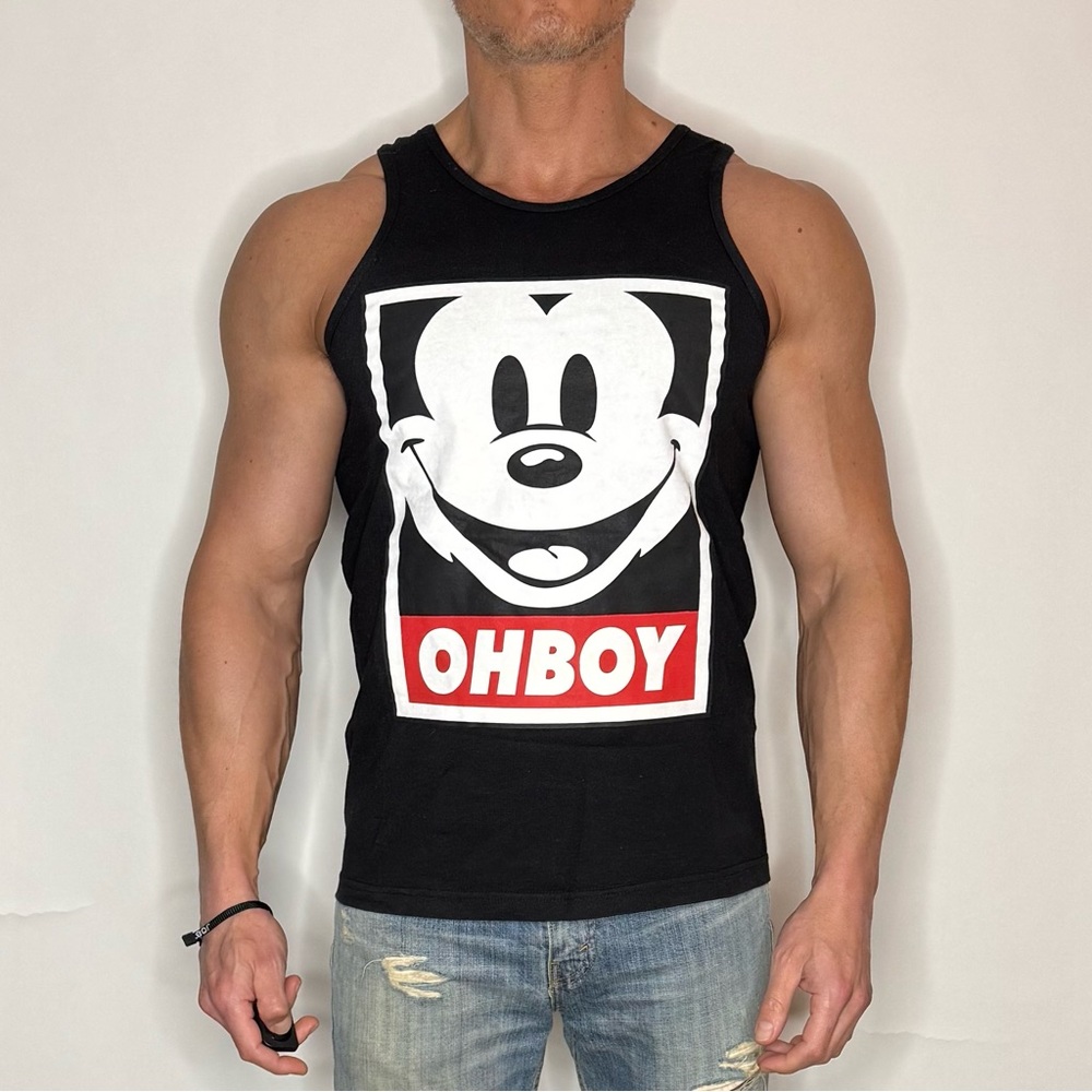 Black Mickey Mouse 'Oh Boy' Graphic Tank Top
